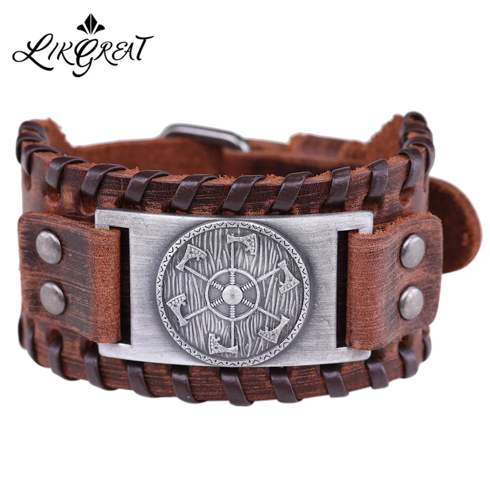 LIKGREAT щит грома топор скандинавский мифология мужские браслеты с подвесками