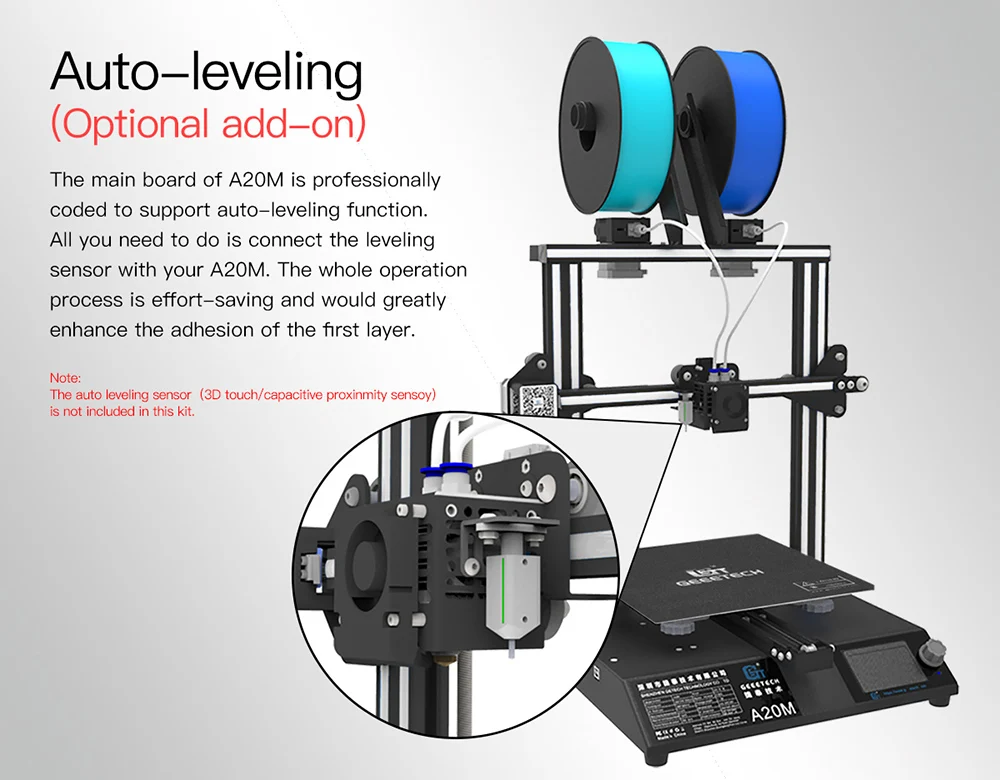 GEEETECH A20M 3d принтер с смешанной цветной печатью, интегрированная Строительная база и двойной экструдер дизайн и детектор нити