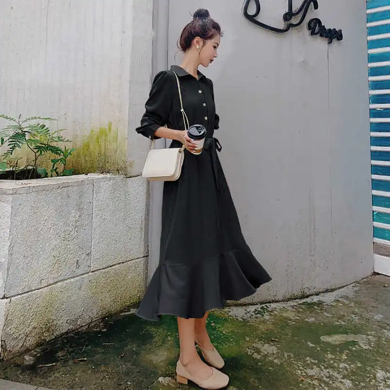 

LANMREM Women's Korean Silk Forged Fishtail Dress Spring Temperament Loose Fashion Tide Summer 2021 New Arrival 2K2251
