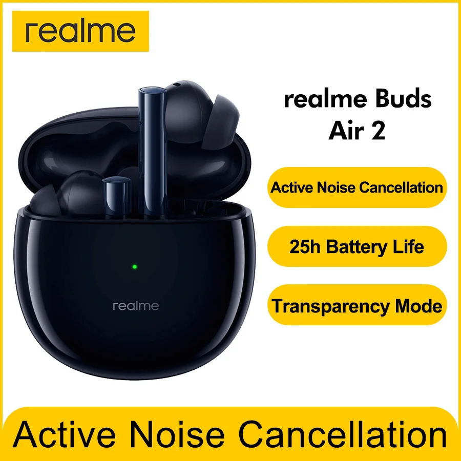 Беспроводные наушники realme buds air 2 ANC влагозащита IPX5 полное воспроизведение за 25