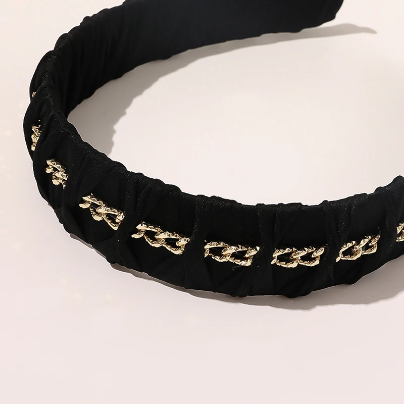 

2020 Fashion Women Wide Headbands Black Chain Hairband Girls Twisted Bezel Headband Braided Bezel Hair Hoop Hair accessories