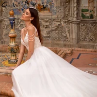 gw vestidos de noiva sexy backless sweetheart beach wedding dresses 2021 luxury spaghetti straps appliques beaded bride gown