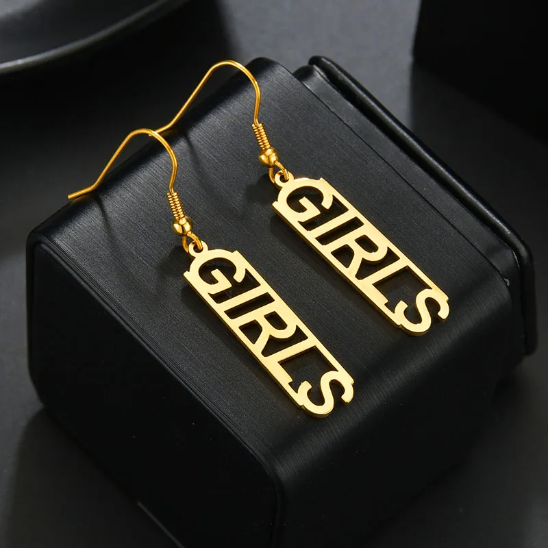 

New Jewelry Custom Creative Hollow Name Custom Earrings High Quality Stainless Steel Long Name Earrings Ladies Fashion Jewelry