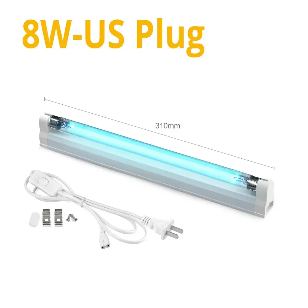 8W 110V With US Plug UV Lamp quartz lamp ultraviolet Quartz Germicidal lamp UVC Ozone Sterilizer light LED Tube T5 Bulb Deodorization Mites Killer - Мощность в ваттах: 8W 110V With US Plug