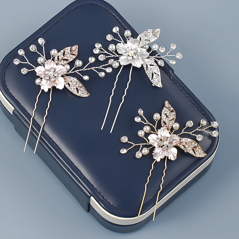 Модные заколки для волос с листьями и жемчугом цветами ручной работы из розового