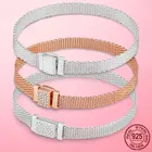 Женский серебряный браслет с фианитами, Серебряное и розовое золото 925 пробы