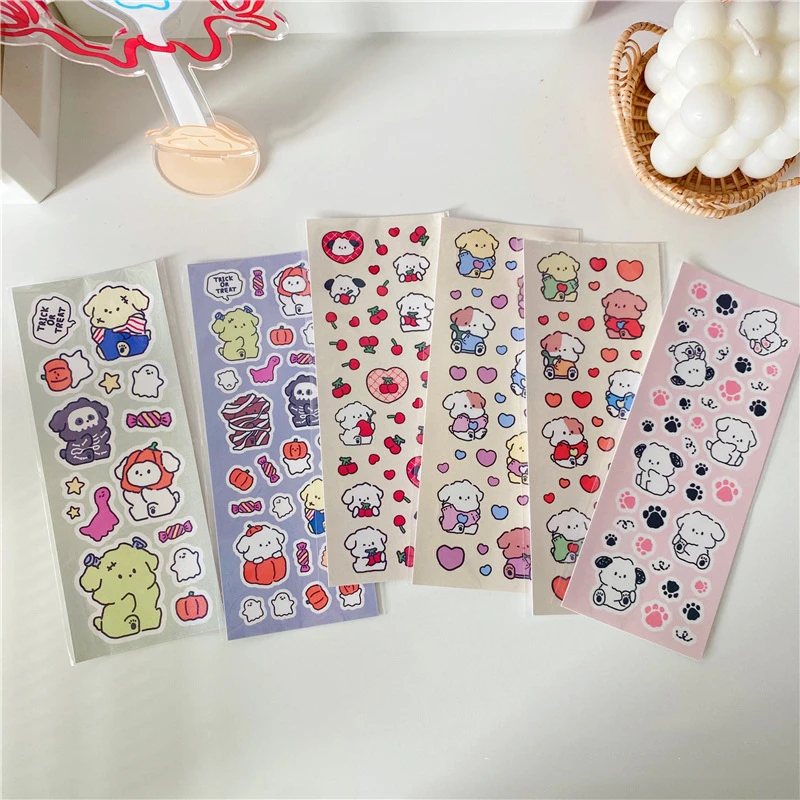 

Korea Ins Cute Puppy Daily Sticker DIY Scrapbooking Collage Phone Diary Album Happy Planner Gift Decoration