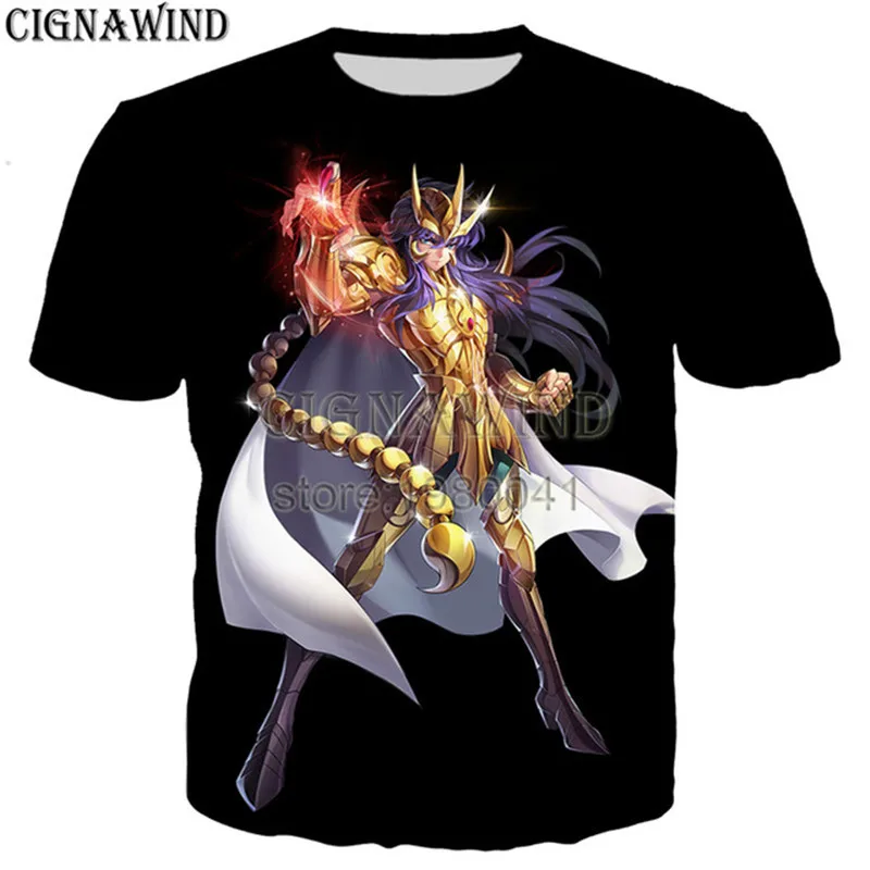 Новые забавные футболки мужские/женские классические аниме Saint Seiya 3D Печатные