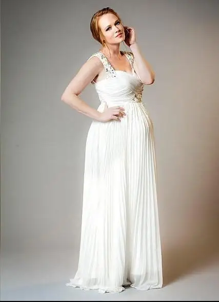 Женское длинное свадебное платье белое шифоновое с бисером 2015 | Свадьбы и