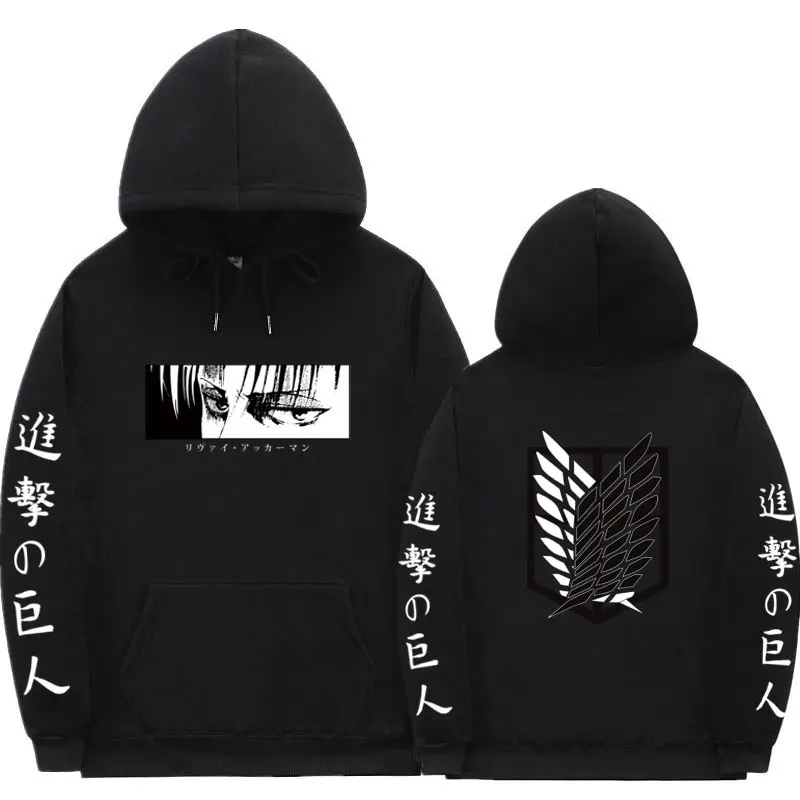 

Anime Attack on Titan Mikasa Ackerman Eren Yeager Levi Clothing Hoodie Printed Hooded Sweatshirt Male Harajuku Hoodies