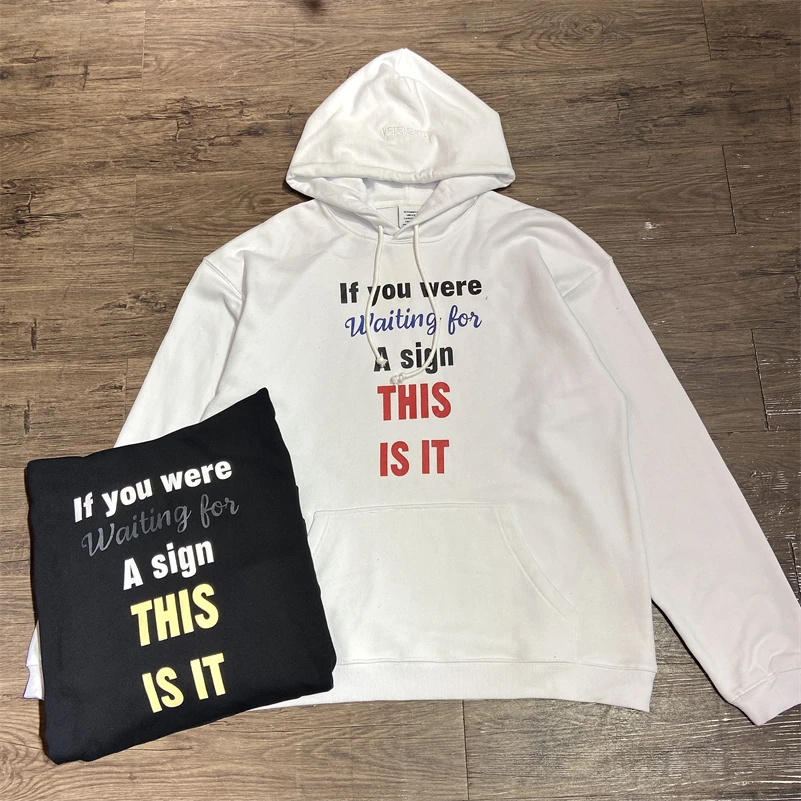 

2021FW Vetements Hoodie Men Women 1:1 High Quality Lettered Embroidery Print Vetements Sweatshirts Terry Cloth VTM Pullovers