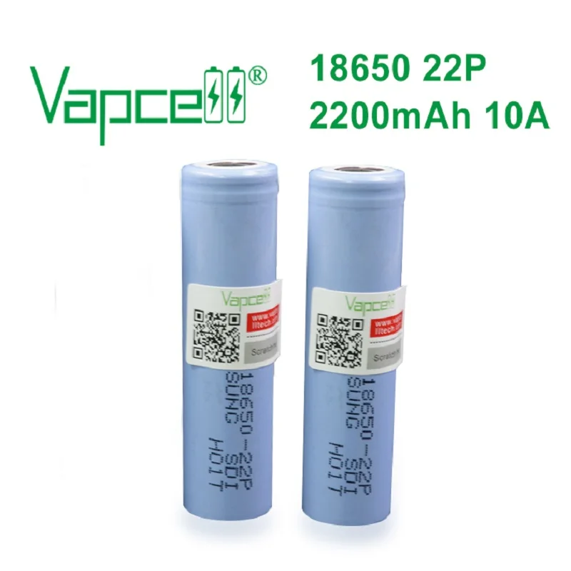 Vapcell 100% оригинальный аккумулятор 18650 2200 мАч 10A 22P плоский/кнопочный Топ
