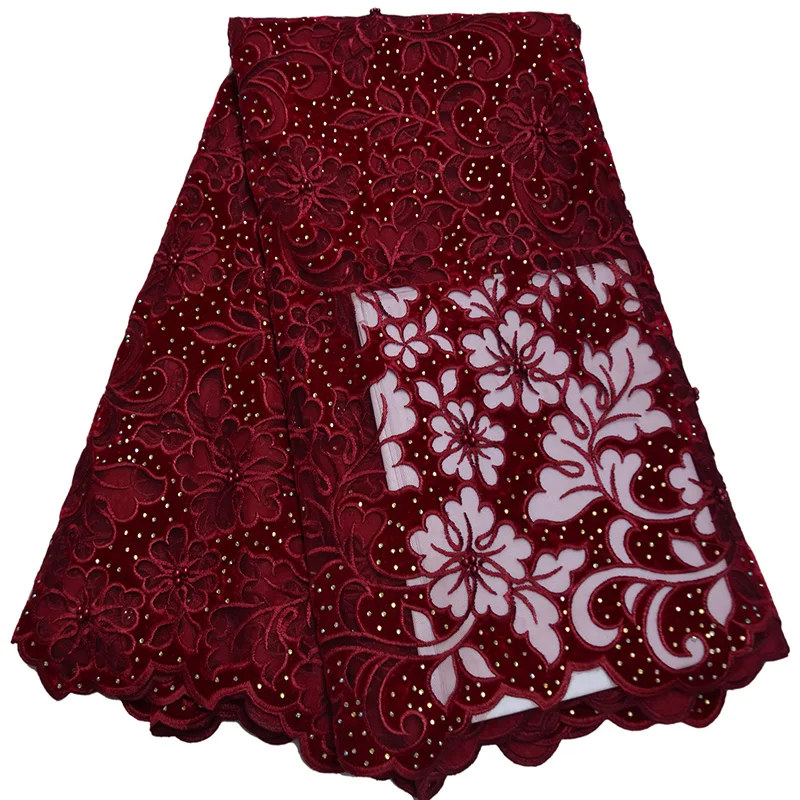 

Шелковая ткань для платья с камнями, замечательный узор, однотонная Тюлевая кружевная ткань PSV3, Высококачественная африканская бархатная к...