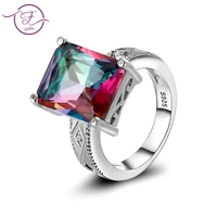 jewelry ring fashion multicolor aaaaa zircon rectangular 10 12mm wedding ring bridal lady party anniversary gift
