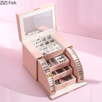 european portable makeup box slide storage compartment with vanity mirror dressing table jewelry organizer necklace hanging rack
