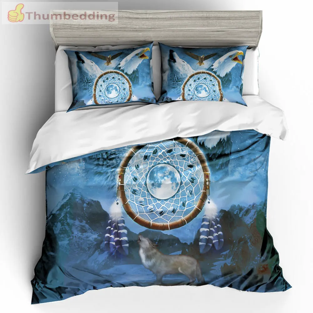 

Thumbedding Dropship Wolf and Eagle Bedding Sets King 3D Wild Animal Printed Duvet Cover Set Unique Designed Bed Set 3pcs