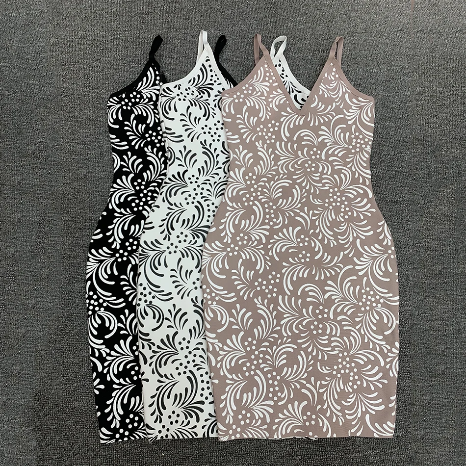 Новейшее летнее платье новое женское Бандажное с принтом высококачественное на