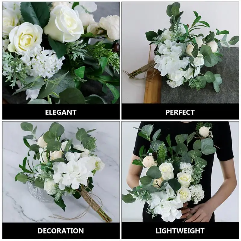 

1Pc Bride Holding Flowers Artificial Rose Flowers Wedding Bouquet Photo Prop
