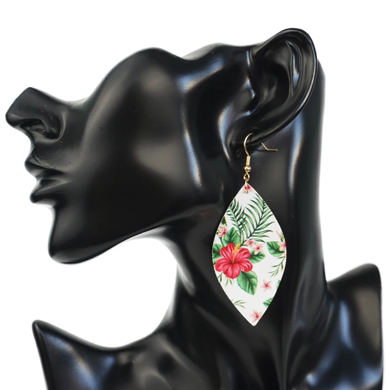 Модные серьги M &amp G из искусственной кожи с цветами для женщин висячие листьями