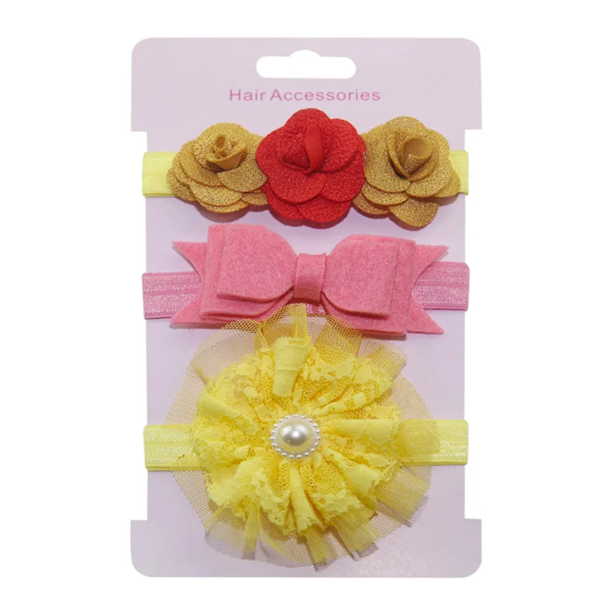 Повязка на голову для девочек 3 шт. эластичная повязка с цветочным рисунком милый