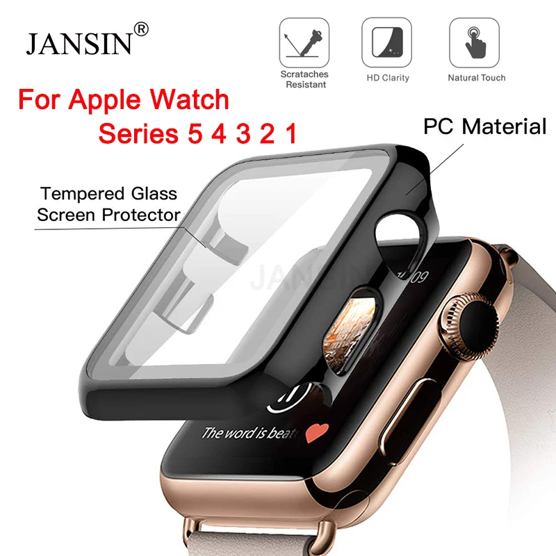 Чехол из закаленного стекла для Apple Watch 44 мм 40 серия 5 4 3 защитный чехол 38 42
