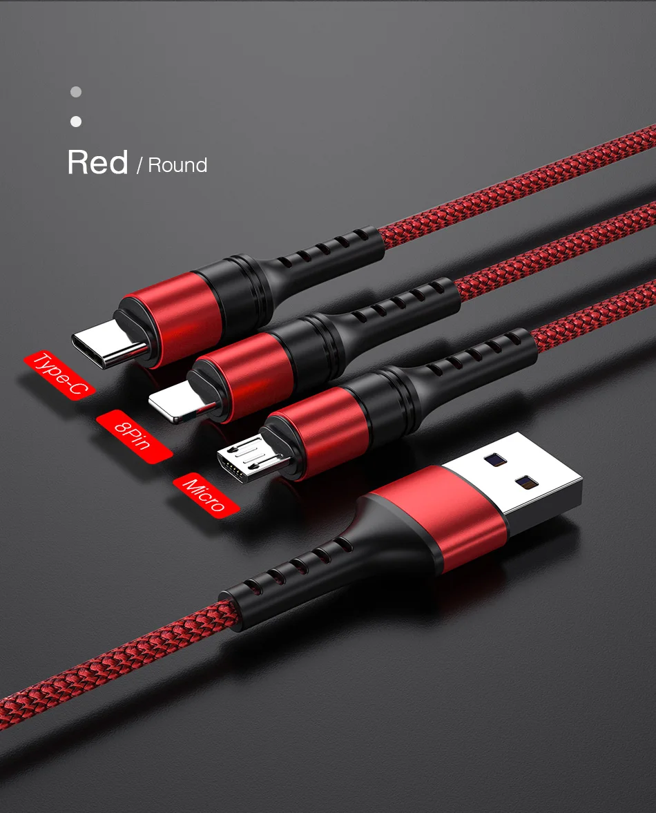 YKZ кабель для мобильного телефона 3 в 1 Micro USB кабель usb type-C кабель для зарядки для samsung Xiaomi huawei USB шнур для освещения