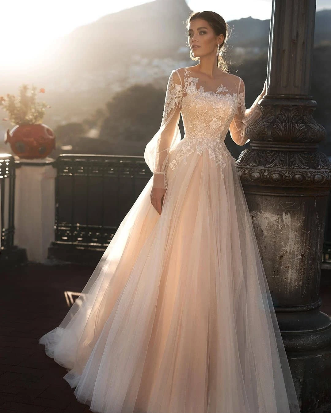 Vivian's Bridal 2019 Иллюзия o-образным вырезом Свадебное платье А-силуэта элегантные