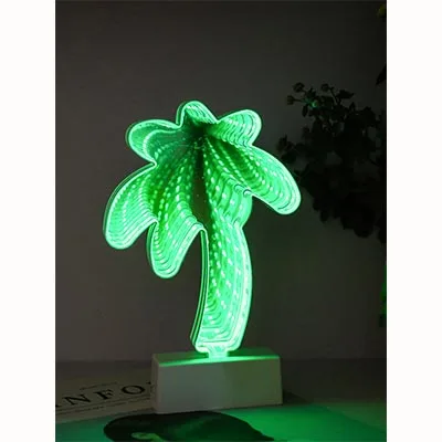 coconut tree Батарея 3D новизны лампы с изображением луны и звезд, бесконечность туннельный светильник для детей светодиодный зеркальная лампа, лампа светильник с милым сердечком домашний декор - Цвет: coconut tree