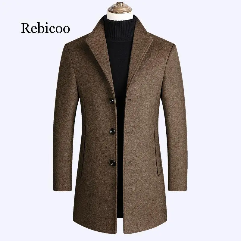 

Men Wool Blends Coats Autumn Winter New Solid Color High Quality Men's Wool Coats Luxurious Wool Blends Coat Male