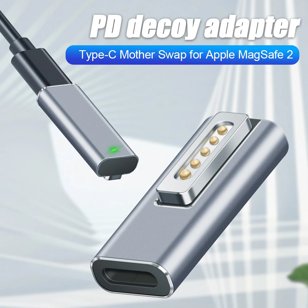 

PD Magnetic Adapter Type C Female to iOS Interface 2 Converter with Indicator Light 5A Charging Adapter for MacBook Air/Pro