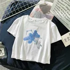 Женская футболка с рисунком медведя из аниме y2k, топ, нечеткая кавайная Винтажная футболка в стиле Харадзюку, kpop, короткая футболка с графическим рисунком, Корейская Эстетическая одежда