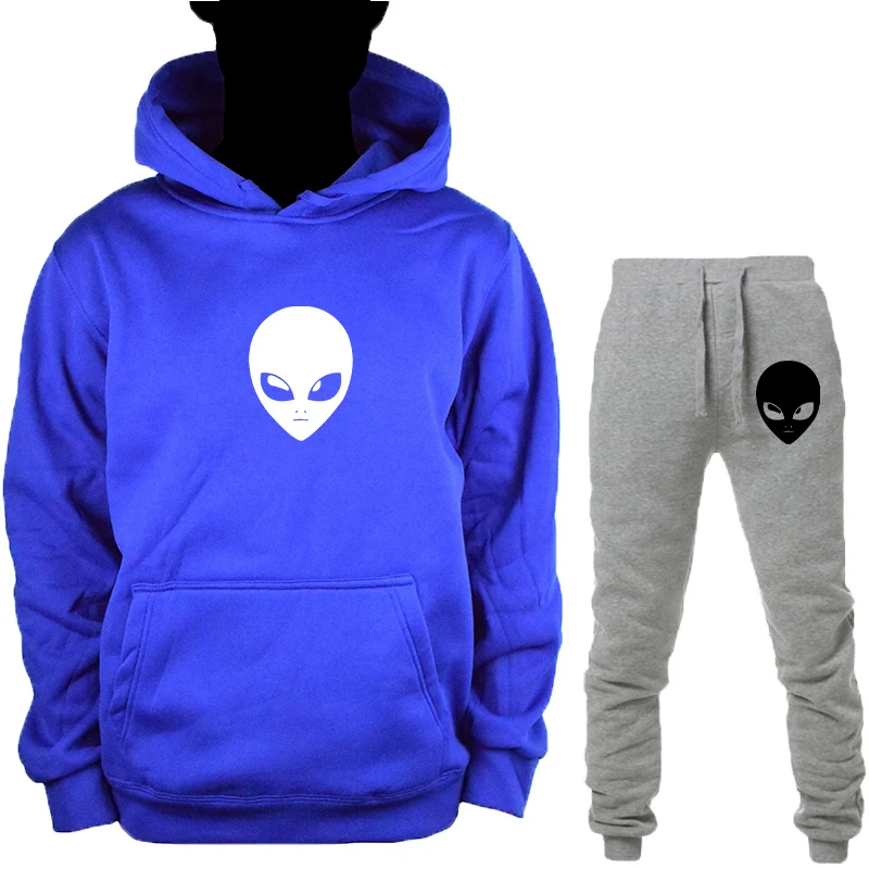 Alien толстовка с капюшоном+ брюки костюм для мужчин женщин осень зима пуловер Толстовка Топы с принтом по всему миру спортивный костюм повседневная одежда