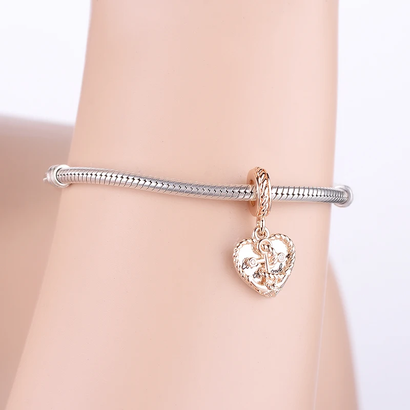 2020 Summer 925 Sterling Silver Rope Heart Love Dangle Beads Fits Original European Charm Bracelet DIY Jewelry Making berloque | Украшения
