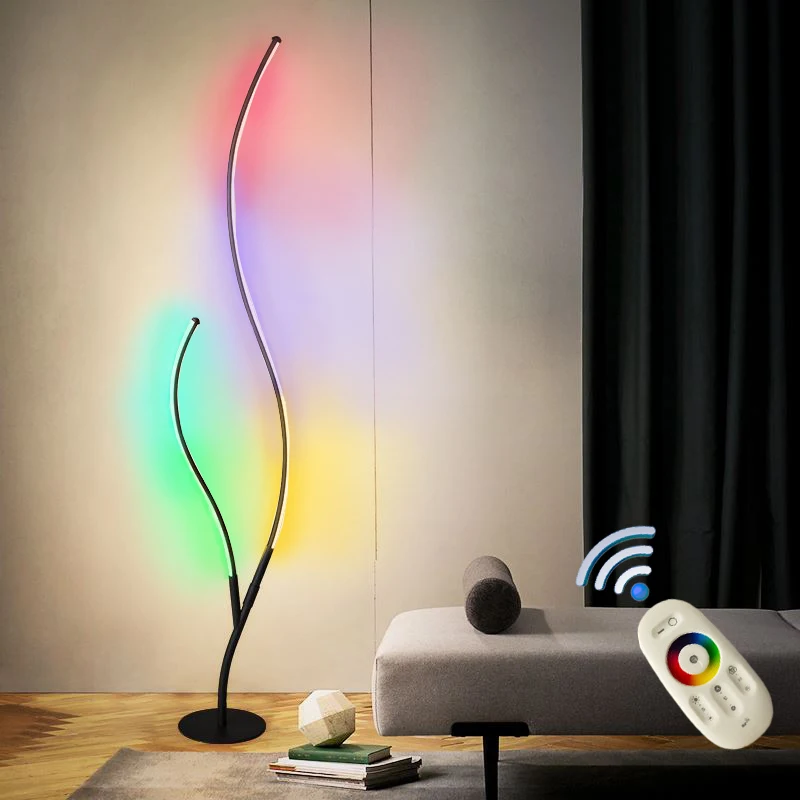 Lámparas de pie de esquina con control remoto, luz LED de pie moderna con ramas de árbol nórdico, RGB, para decoración de sala de estar y dormitorio
