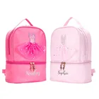 Вышитая Персонализированная детская танцевальная сумка для девочек, розовая Спортивная балерина для балета, сумка через плечо, балетная сумка