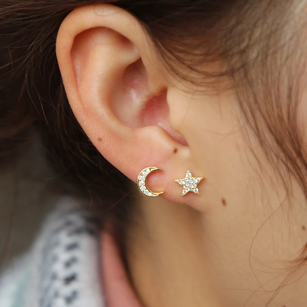 Милые серьги гвоздики со звездами для маленьких девочек 100% 925 пробы серебро