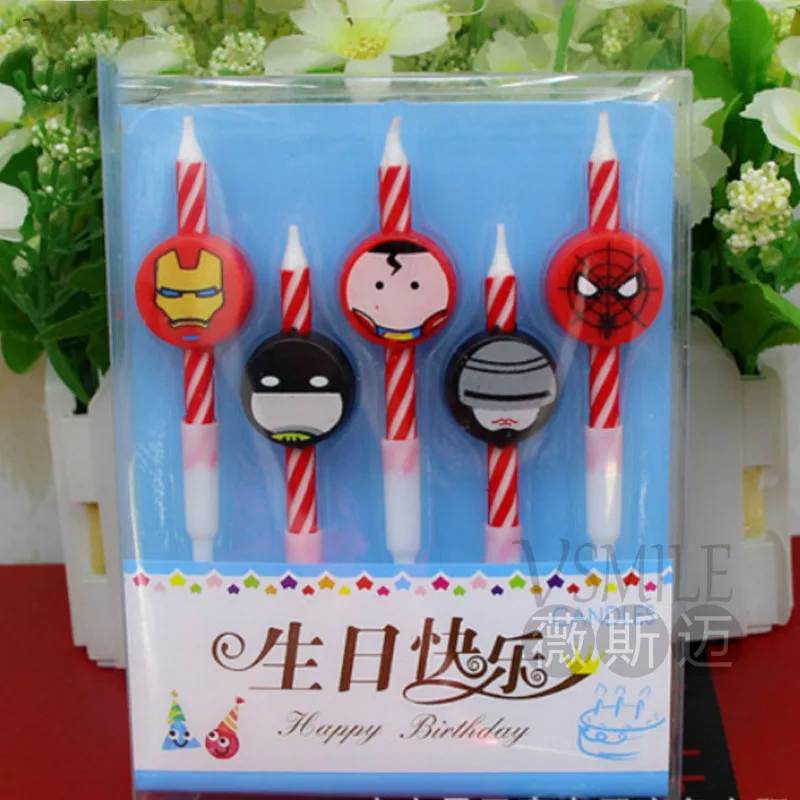 5 шт./компл. Дисней Супер Герои мультфильм свечи декоративные воск парафин Дети