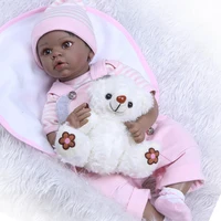 African American baby reborn doll 22" soft silicone vinyl black baby dolls children play house gift bebe reborn black dolls