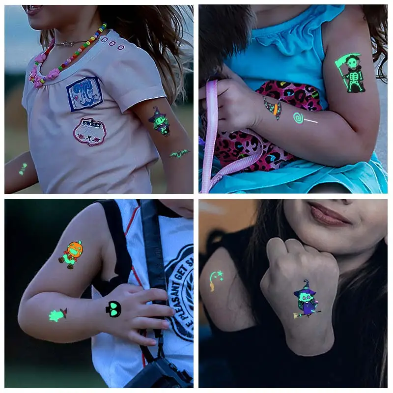 Набор милых наклеек татуировок на Хэллоуин боди арт водонепроницаемые временные