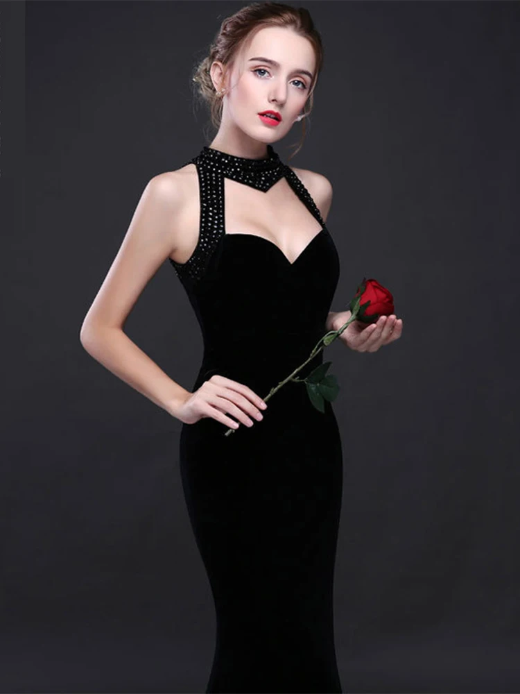 Винтажное элегантное велюровое вечернее платье привлекательное официальное без