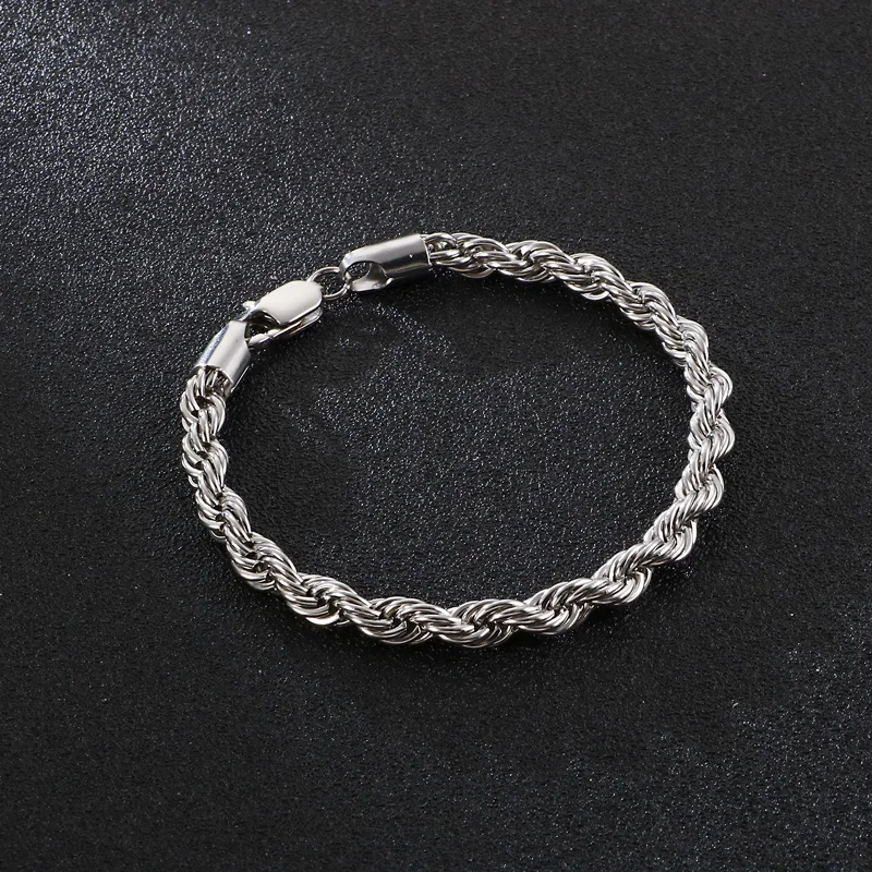 

HaoYi Stainless Steel Link Chain Bracelet For Men Fashion Silver Color Gold Black Punk Rock Cuff Jewelry Dropshipping