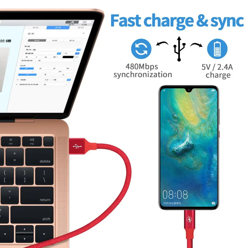 Бесплатная доставка кабель Micro USB для зарядного устройства [сертифицирован Apple MFi]