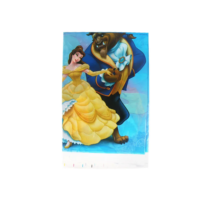 Tablecloth 1pcs Красавица и Чудовище тематическая вечеринка на день рождения Декор бумажная салфетка под тарелку кружку флаг конфеты коробка бледно-желтая посуда набор детский душ вечерние принадлежности - Цвет: Tablecloth 1pcs