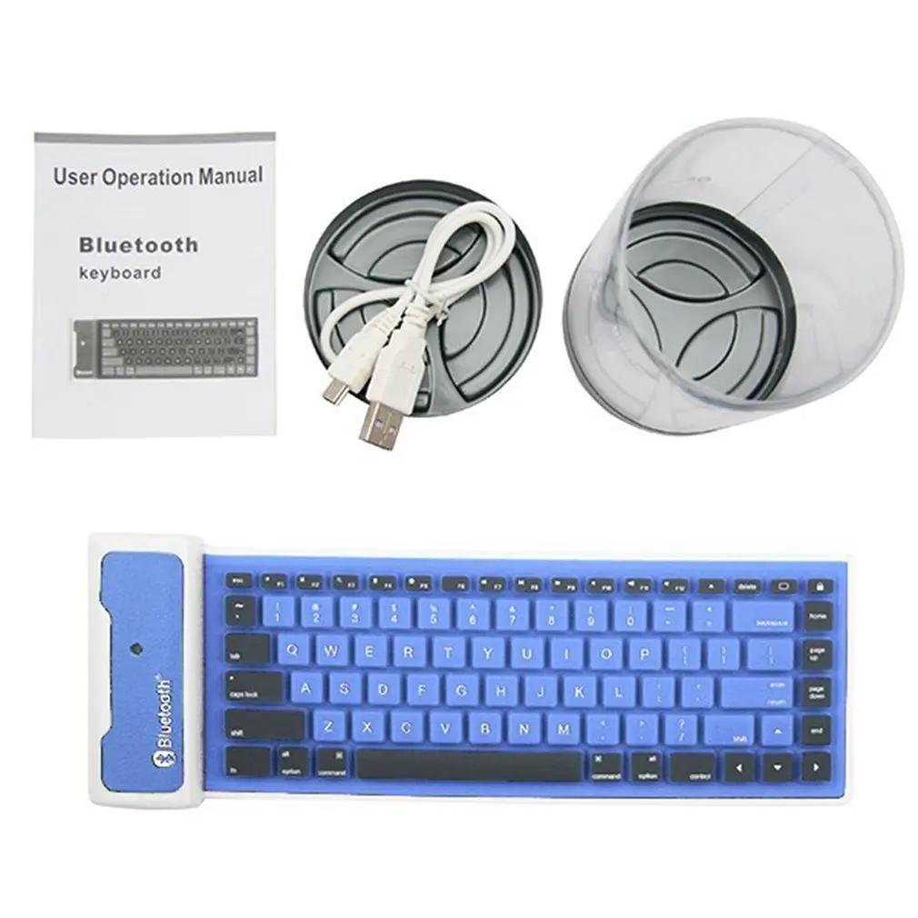 Складная Беспроводная клавиатура Bluetooth бесшумная с 87key Мягкая силиконовая Гибкая