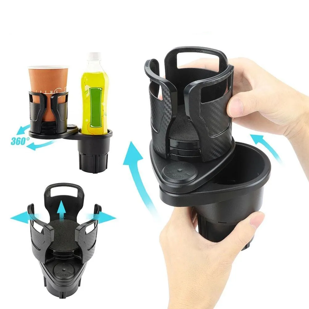 

2 In 1 Vehicle-mounted Slip-proof Cup Holder 360 Degree Rotating Water Car Cup Holder Multifunctional Dual Houder Auto Accessory