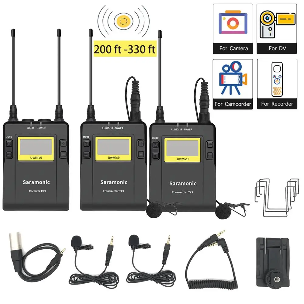 Saramonic UWMIC9 UHF видео вещания интервью петличный беспроводной микрофон системы для Canon Nikon DSLR камеры sony видеокамеры