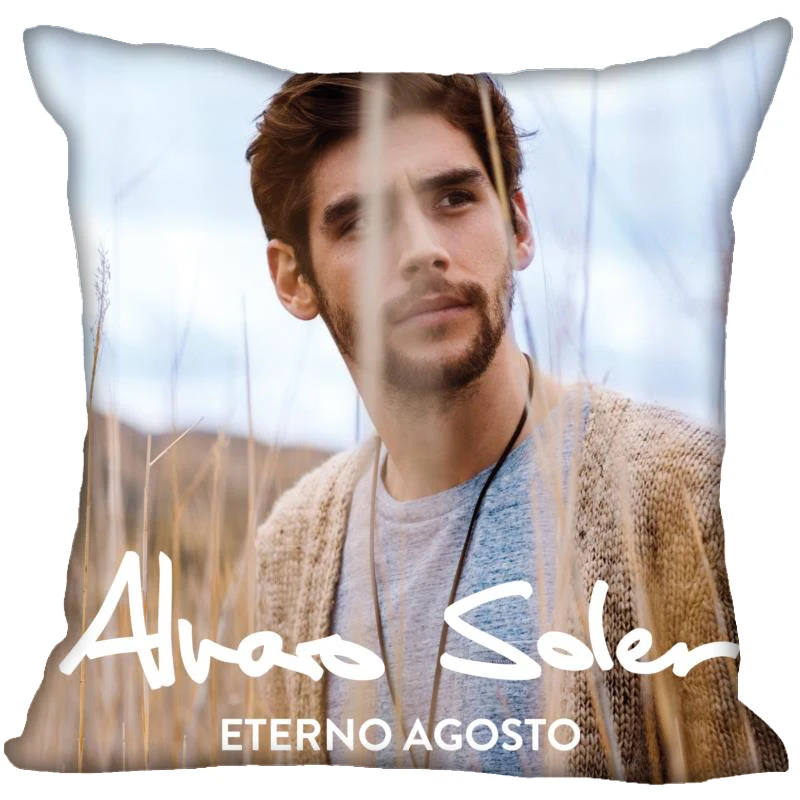

Spain Pop Singer Alvaro Soler Pillowcase Satin Fabric Pillow Cover Square Zipper Pillow Cases Home Office Wedding Decorative