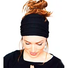Модная эластичная мягкая широкая повязка на голову, однотонные повязки для волос, повязка для волос для бега, йоги, Женский тюбан, повязка на голову, шарф, аксессуары для волос