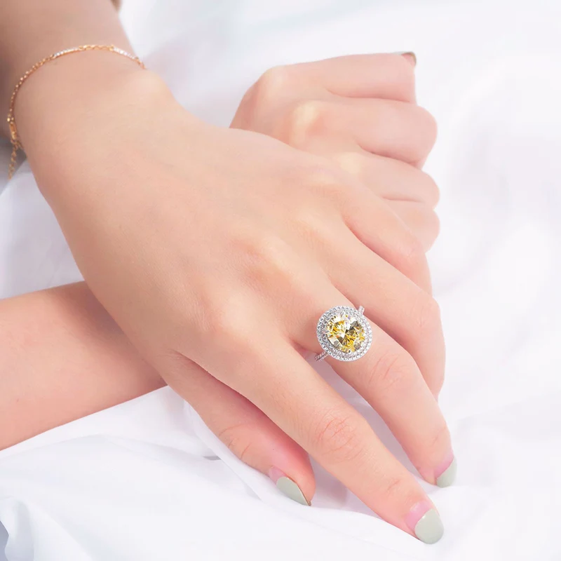 

Luxury women 925 Sterling Silver ring round cut shaped design with AAA Cubic Zircon wedding rings for women jewelry 210311-35