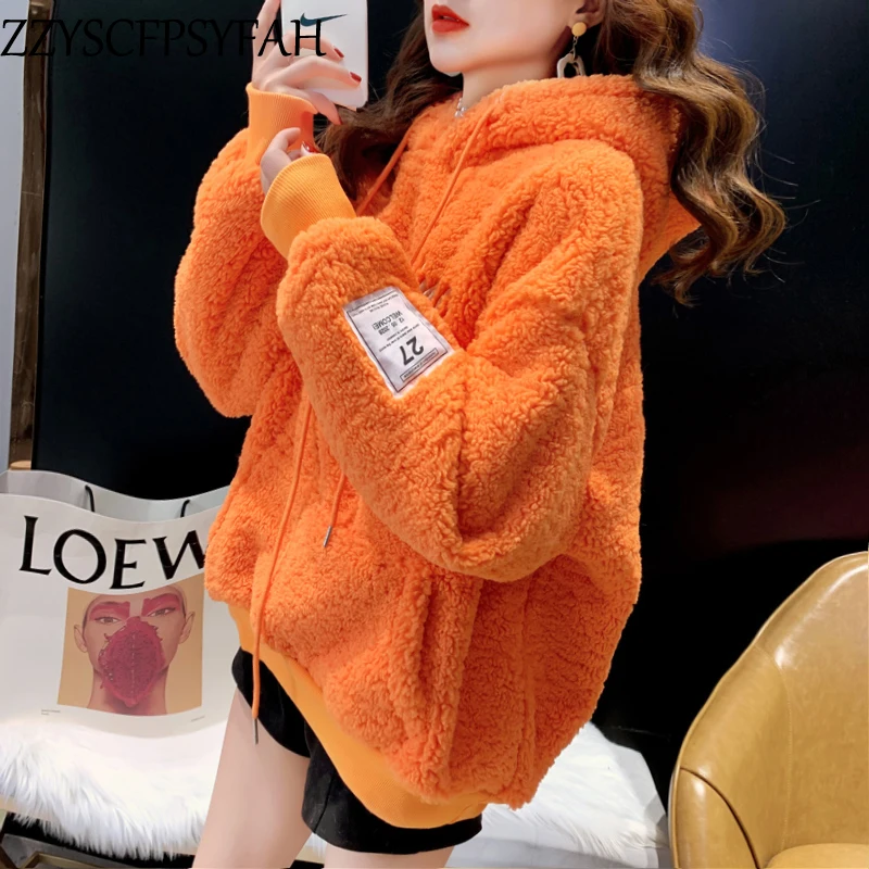 Новая модная кашемировая женская зимняя повседневная милая плюшевая Толстовка